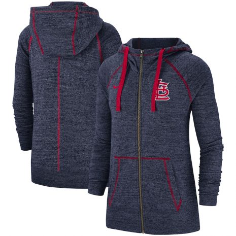 Women's St. Louis Cardinals Nike Navy Gym Vintage Team Full-Zip Hoodie