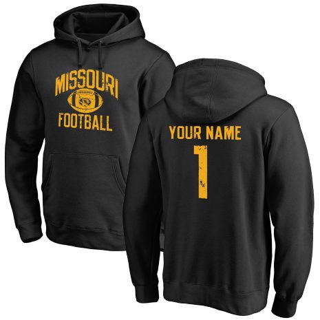 Missouri Tigers Personalized Distressed Football Pullover Hoodie - Black