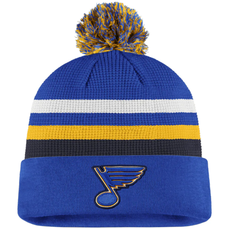 Fanatics Branded St. Louis Blues RoyalGold 2020 NHL Draft Authentic Pro Cuffed Pom Knit Hat
