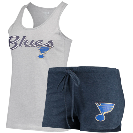 Concepts Sport St. Louis Blues Women's Heathered GrayHeathered Blue Anchor Tank Top & Shorts Sleep Set Concepts Sport St. Louis Blues Women's Heathered GrayHeathered Blue Anchor Tank Top & Shorts Sleep Set