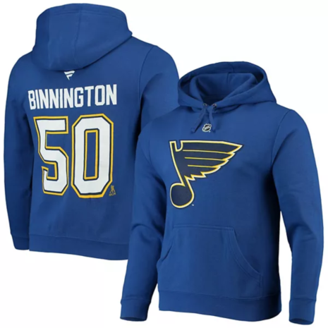 Men's Fanatics Branded Jordan Binnington Royal St. Louis Blues Authentic Stack Player Name & Number Men's Fanatics Branded Jordan Binnington Royal St. Louis Blues Authentic Stack Player Name & Number