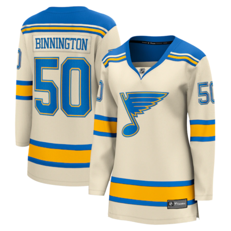 Jordan Binnington St. Louis Blues Fanatics Branded Women's 2022 Winter Classic Breakaway Player Jersey - Cream Jordan Binnington St. Louis Blues Fanatics Branded Women's 2022 Winter Classic Breakaway Player Jersey - Cream