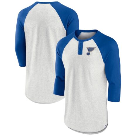 St. Louis Blues Fanatics Branded True Classics Better Believe Raglan Henley 34-Sleeve T-Shirt - AshBlue