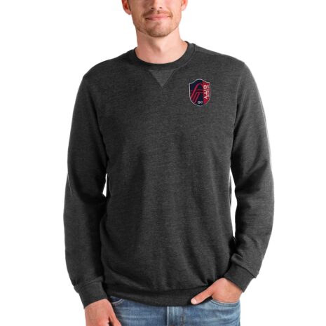 St. Louis City SC Antigua Reward Crewneck Pullover Sweatshirt - Heathered Black St. Louis City SC Antigua Reward Crewneck Pullover Sweatshirt - Heathered Black