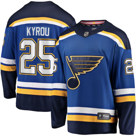 Jordan Kyrou St. Louis Blues Fanatics Branded Home Team Breakaway Player Jersey - Blue Jordan Kyrou St. Louis Blues Fanatics Branded Home Team Breakaway Player Jersey - Blue