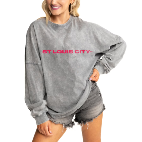 St. Louis City SC Gameday Couture Women's Faded Wash Pullover Sweatshirt - Gray