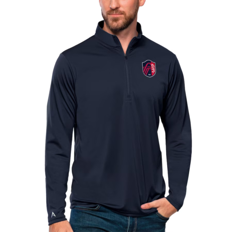 St. Louis City SC Antigua Tribute Quarter-Zip Pullover Top - Navy