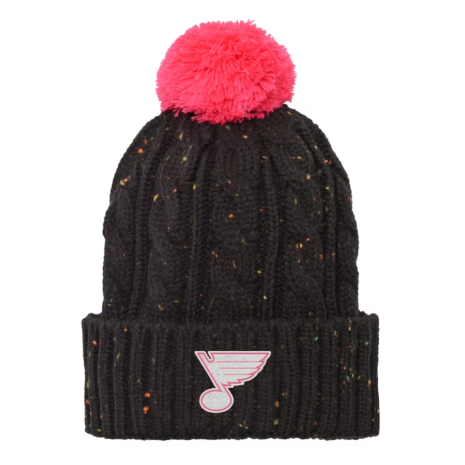 St. Louis Blues Girls Youth Nep Yarn Cuffed Knit Hat with Pom - Black