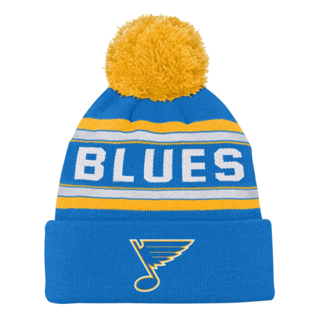 St. Louis Blues Youth Third Jersey Jacquard Cuffed Knit Hat with Pom - Blue