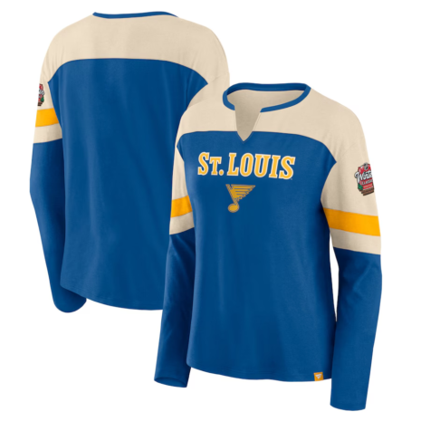 Women's St. Louis Blues Fanatics Blue 2025 NHL Winter Classic Frozen Long Sleeve Notch Neck T-Shirt