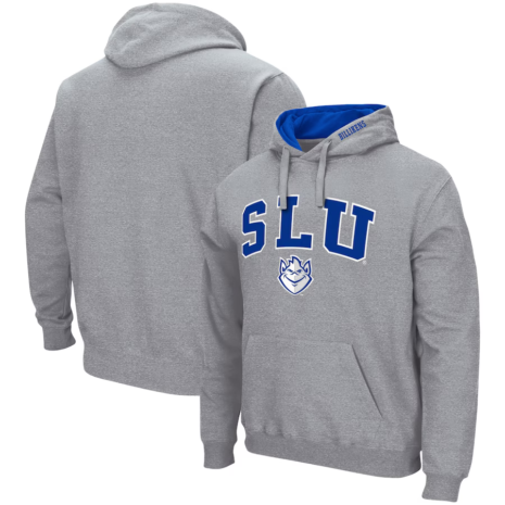 Colosseum Saint Louis Billikens Heathered Gray Arch and Logo Pullover Hoodie