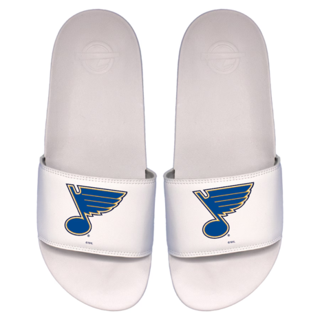 ISlide St. Louis Blues Youth White Primary Logo Motto Slide Sandals