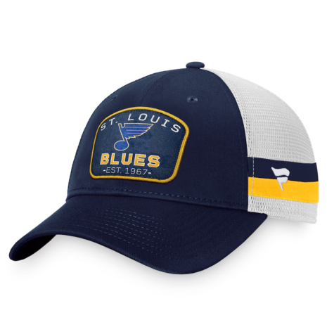 Men's St. Louis Blues Fanatics Navy_White Fundamental Striped Trucker Adjustable Hat