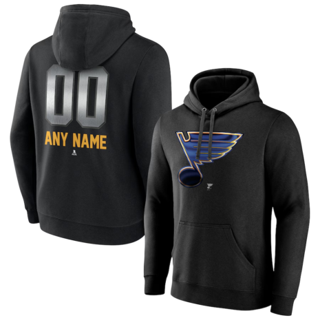 St. Louis Blues Black Personalized Midnight Mascot Logo Pullover Hoodie