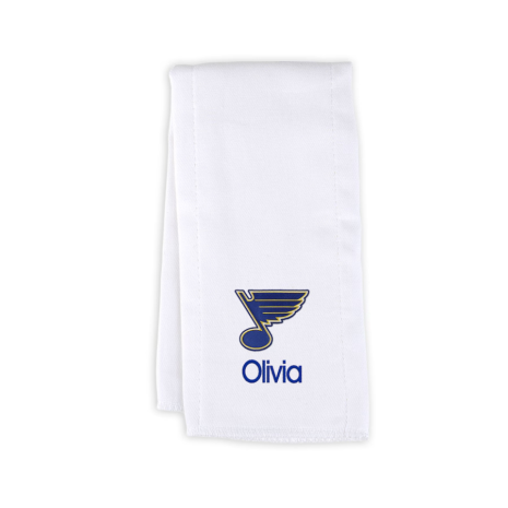 St. Louis Blues Infant White Personalized Burp Cloth