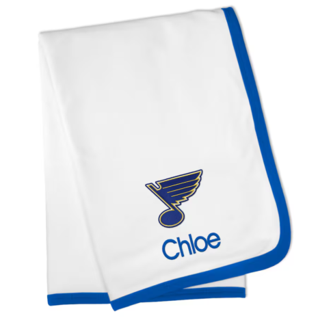 St. Louis Blues White Personalized Baby Blanket