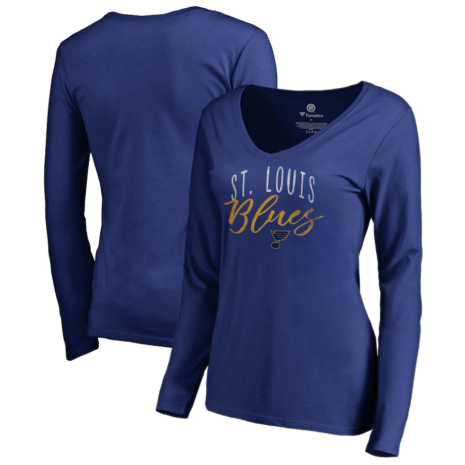 St. Louis Blues Women's Blue Graceful Long Sleeve V-Neck T-Shirt