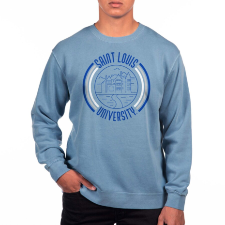 Uscape Apparel Saint Louis Billikens Blue Pigment Dyed Fleece Crew Neck Sweatshirt Uscape Apparel Saint Louis Billikens Blue Pigment Dyed Fleece Crew Neck Sweatshirt