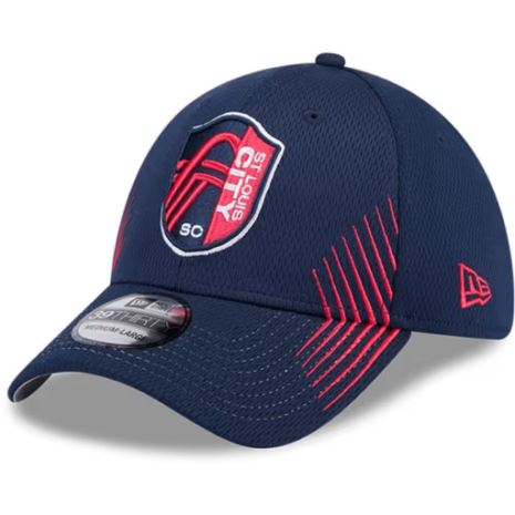 New Era St Louis City SC Mens Red Active Arrow Stitch 39THIRTY Flex Hat