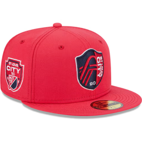 New Era St Louis City SC Mens Red Patch 59FIFTY Fitted Hat