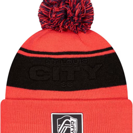 New Era St Louis City SC Red Dart Cuff Pom Beanie Mens Knit Hat