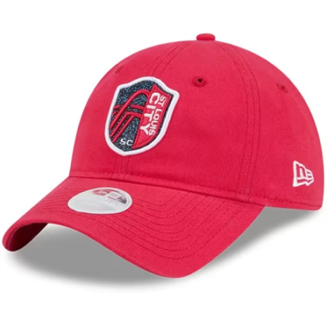 New Era St Louis City SC Red Evergreen W Glitter 9TWENTY Womens Adjustable Hat