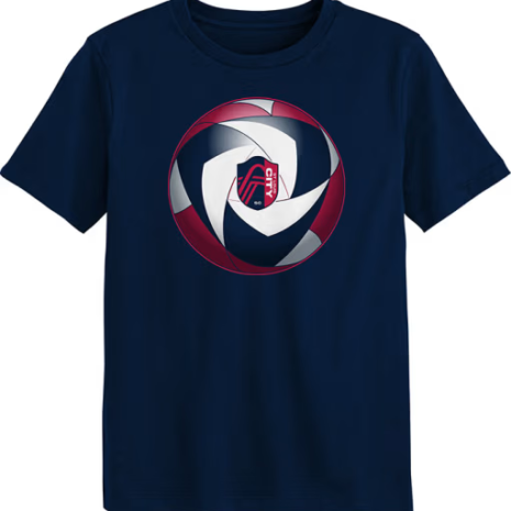 St Louis City SC Boys Navy Blue Scarf N Ball Short Sleeve T-Shirt