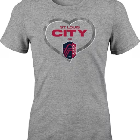 St Louis City SC Girls Grey Bubble Heart Short Sleeve Tee