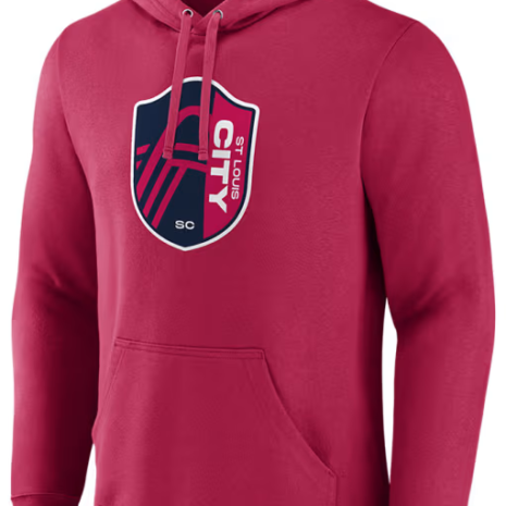 St Louis City SC Mens Red TEAM LOGO Long Sleeve Hoodie