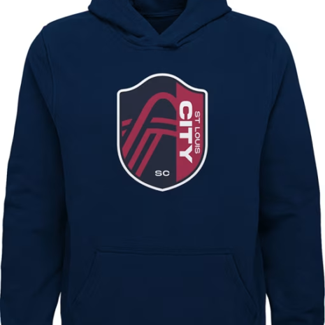 St Louis City SC Youth Navy Blue Primary Logo Long Sleeve Hoodie