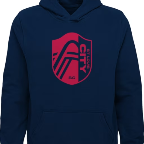St Louis City SC Youth Navy Blue Tonal Primary Logo Long Sleeve Hoodie