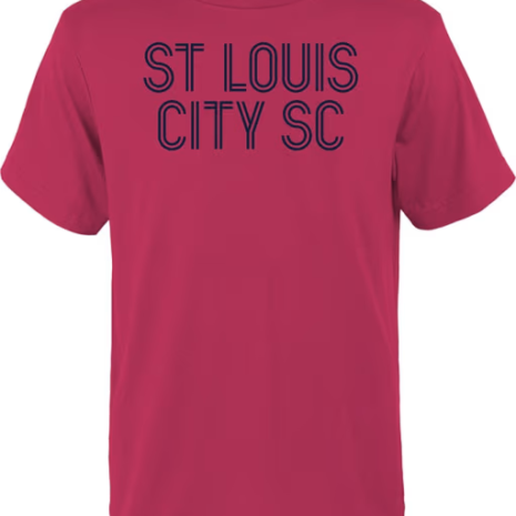 St Louis City SC Youth Red Dubline Wordmark Short Sleeve T-Shirt