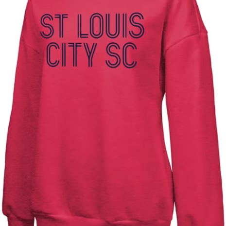 St Louis City SC Womens Red Oversized Crew Sweatshirt