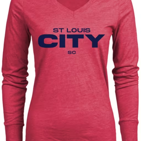 St Louis City SC Womens Red Triblend Original LS Tee