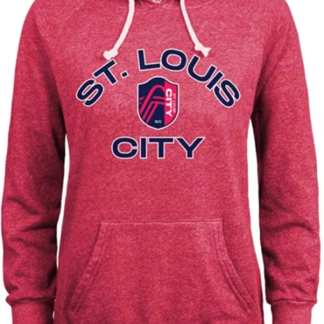 St Louis City SC Womens Red Triblend Style Hooded Sweatshirt