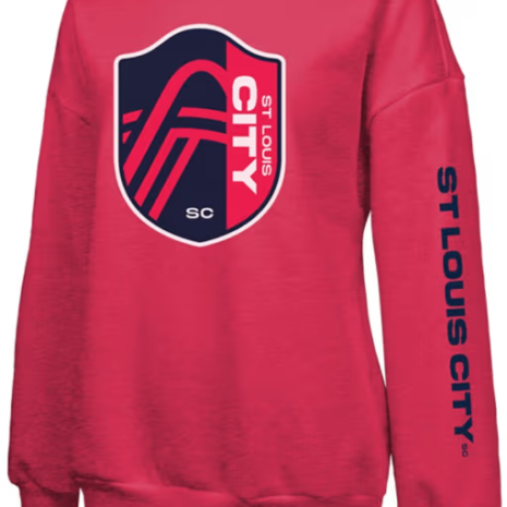 St Louis City SC Womens Red Vintage Oversized Crew Sweatshirt