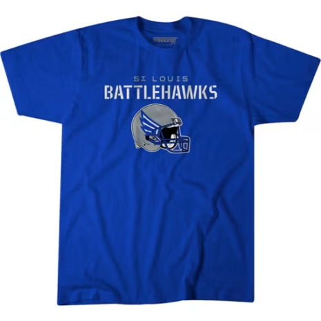 BreakingT St Louis Battlehawks Youth Blue Vintage Helment Short Sleeve T-Shirt