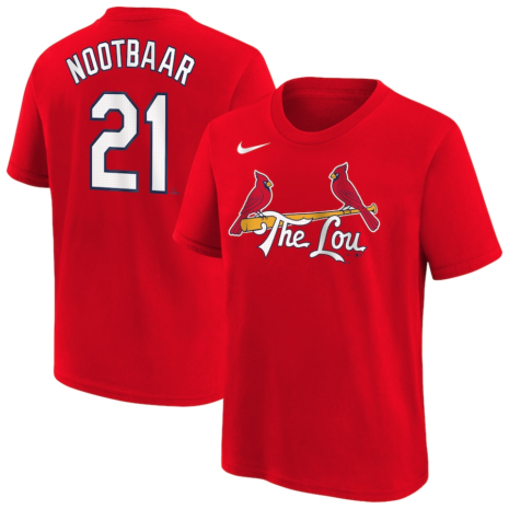 Nike Lars Nootbaar St. Louis Cardinals Youth Red Fuse City Connect Name & Number T-Shirt