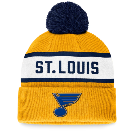 Fanatics St. Louis Blues Gold Fundamental Wordmark Cuffed Knit Hat with Pom